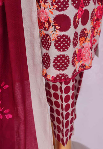 HZ Linen Wintery Printed Unstitched 3 Piece Suit D-6