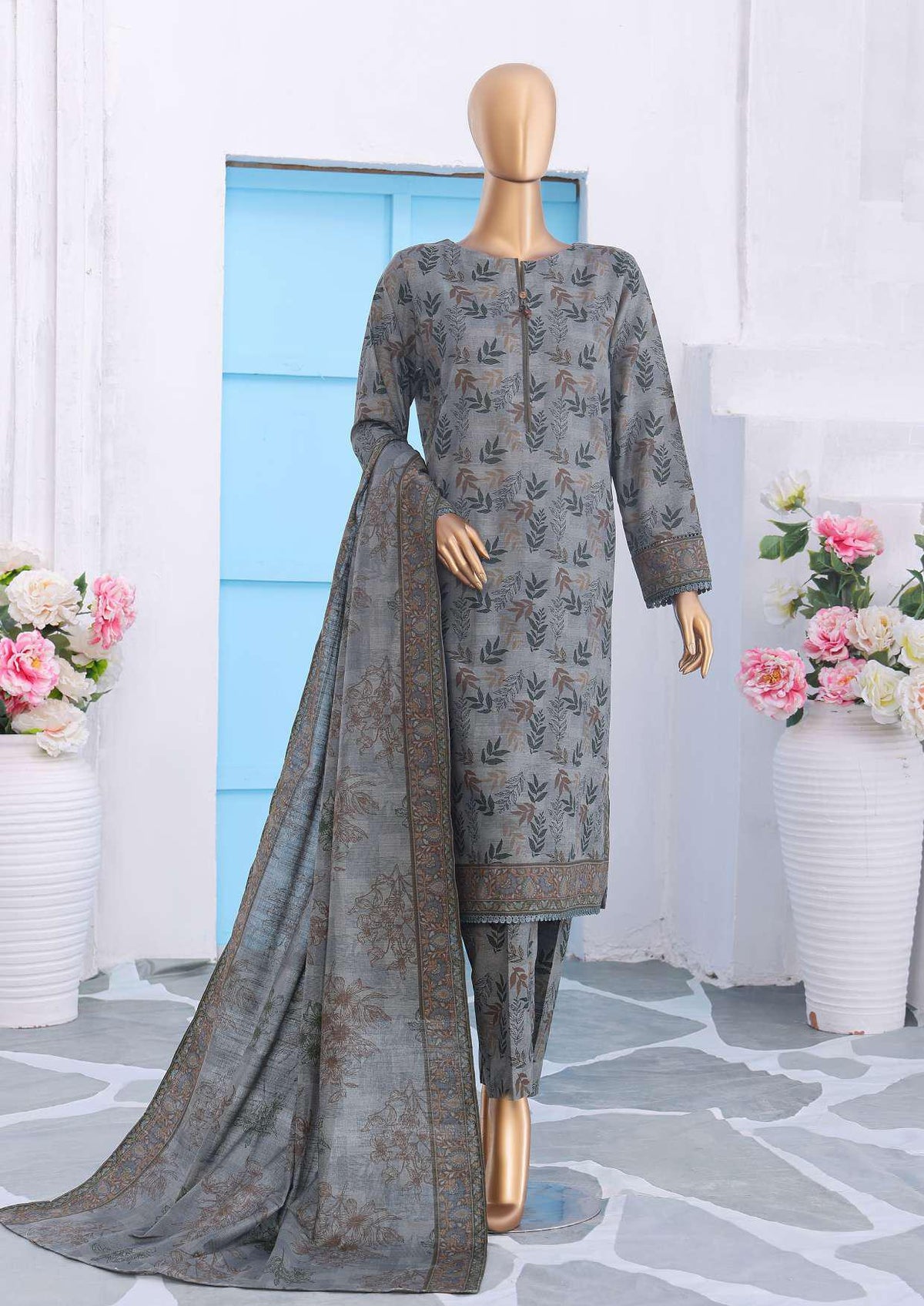 Co-Ords 3Pc Printed Khaddar Un-Stitched Coll By Hz-10