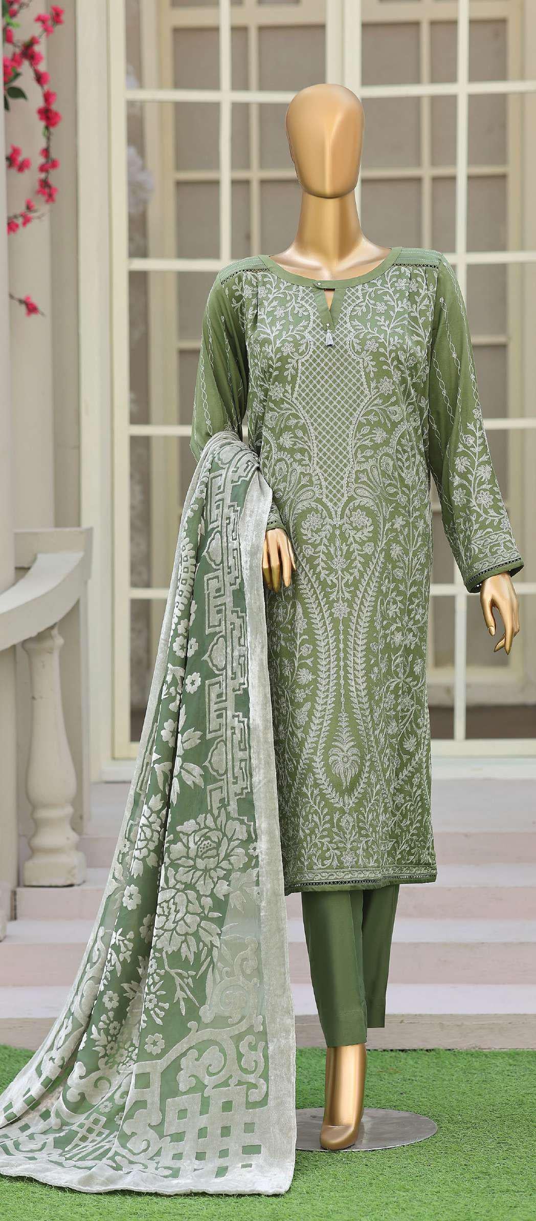 HZ Velvet Royal Needlework Luxe 3-Piece Unstitched Suit D-4