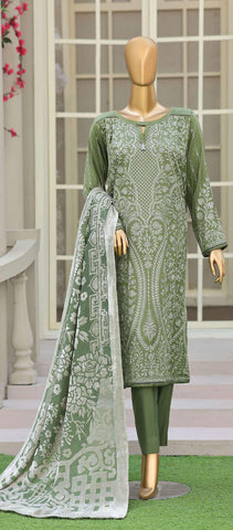HZ Velvet Royal Needlework Luxe 3-Piece Unstitched Suit D-4