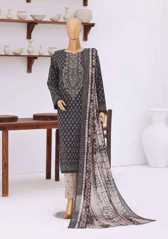 Premium Daily Wear by HZ Textiles | Embroidered Lawn 3 Piece Unstitched Suit D-8
