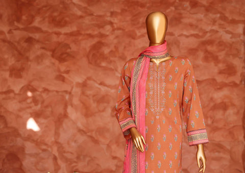 Elegant by HZ Textiles | Embroidered 3 Piece Unstitched Lawn Suit D-5