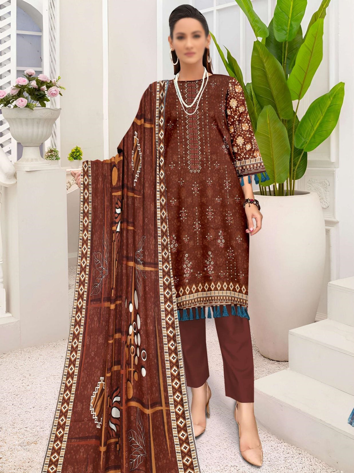 Zunaisha Digital Print Khaddar Emb Coll:24 By Sobia Waseem D-07