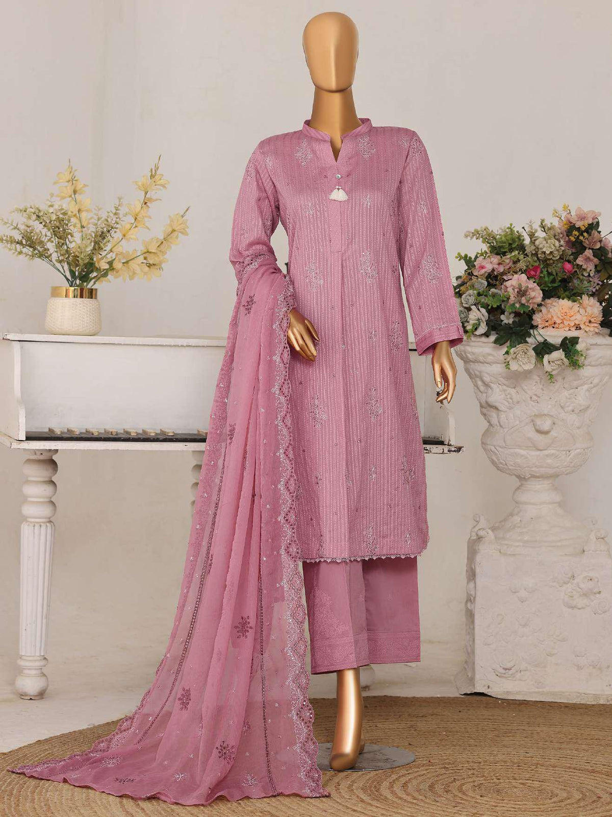 Mayaar by HZ Textiles | Embroidered 3 Piece Unstitched Suit D-11