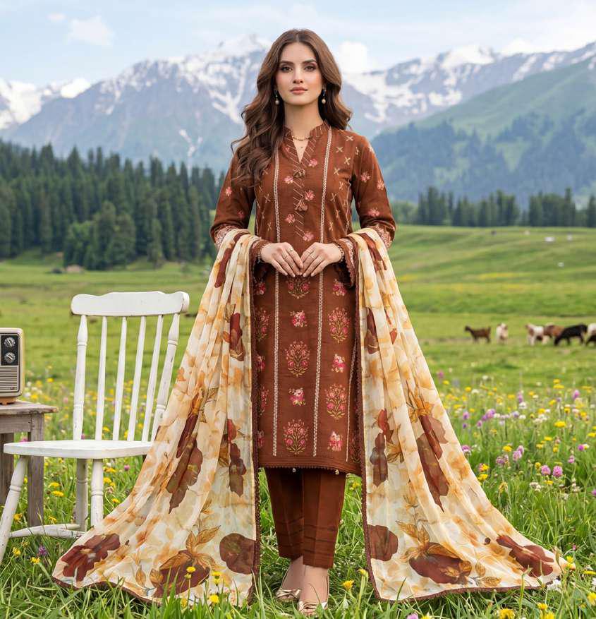 Colors by AlZohaib | Digital Printed 3 Piece Unstitched Lawn Suit D-5