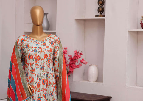HZ Viscose Twill Printed Unstitched 3 Piece Suit D-7