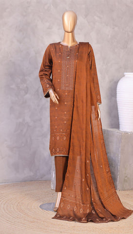 Valencia by HZ Textiles | Jacquard Embroidered 3 Piece Unstitched Suit D-7