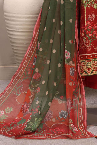 Sadabahar Printed Chamti Cotton | 3 Piece Stitched Kaftan Suit D-1