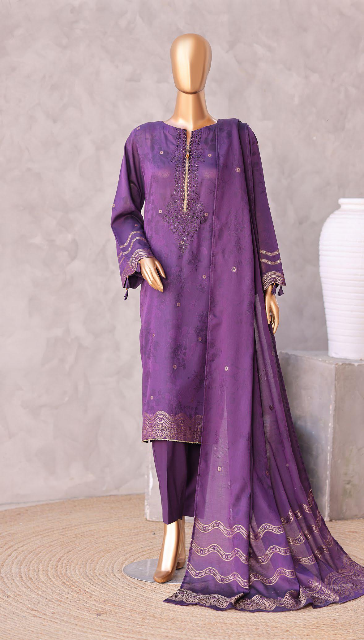 Valencia by HZ Textiles | Jacquard Embroidered 3 Piece Unstitched Suit D-3