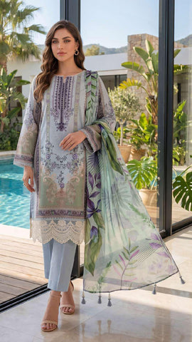 Colors by AlZohaib vol-2 | Digital Printed Lawn 3 Piece Unstitched Suit D-11
