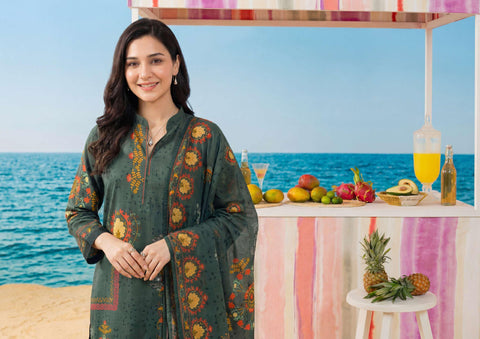 ZELINA by Tawakkal Fabrics | Digital Printed Lawn 3 Piece Unstitched Suit D-6