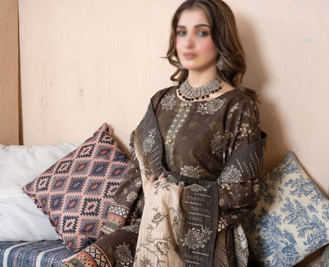 Noori Digital Printed Khaddar Winter Coll 3 Piece Suit By Sobia Waseem D-05