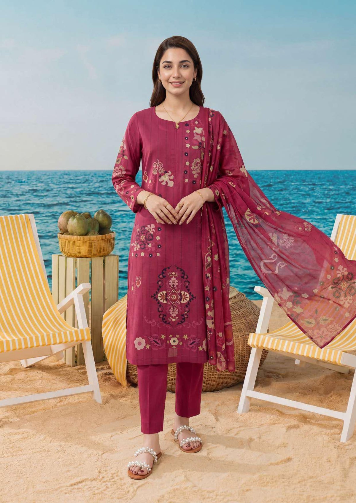 ZELINA by Tawakkal Fabrics | Digital Printed Lawn 3 Piece Unstitched Suit D-7