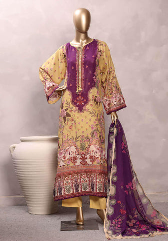 Sadabahar Printed Chamti Cotton | 3 Piece Stitched Kaftan Suit D-2