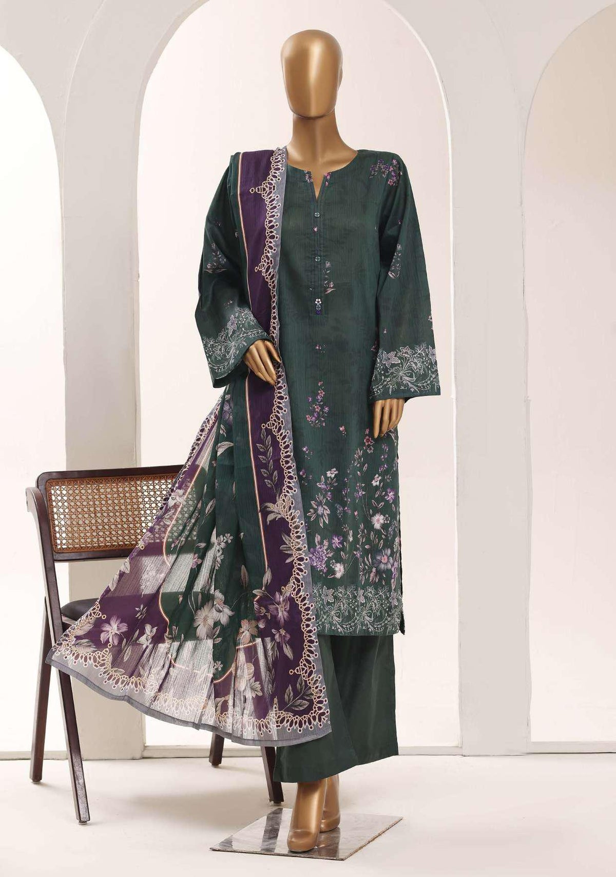 Sadabahar Printed Lawn Vol-12 | Printed Lawn 3 Piece Stitched Suit D-7