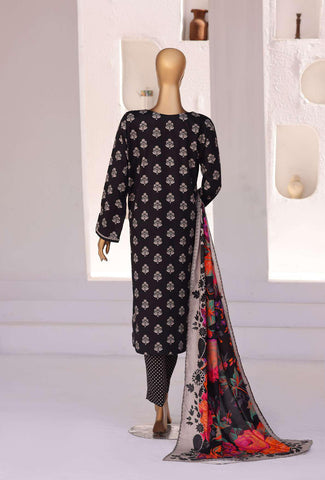 HZ Linen Wintery Printed Unstitched 3 Piece Suit D-7