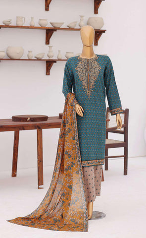 Premium Daily Wear by HZ Textiles | Embroidered Lawn 3 Piece Unstitched Suit D-10