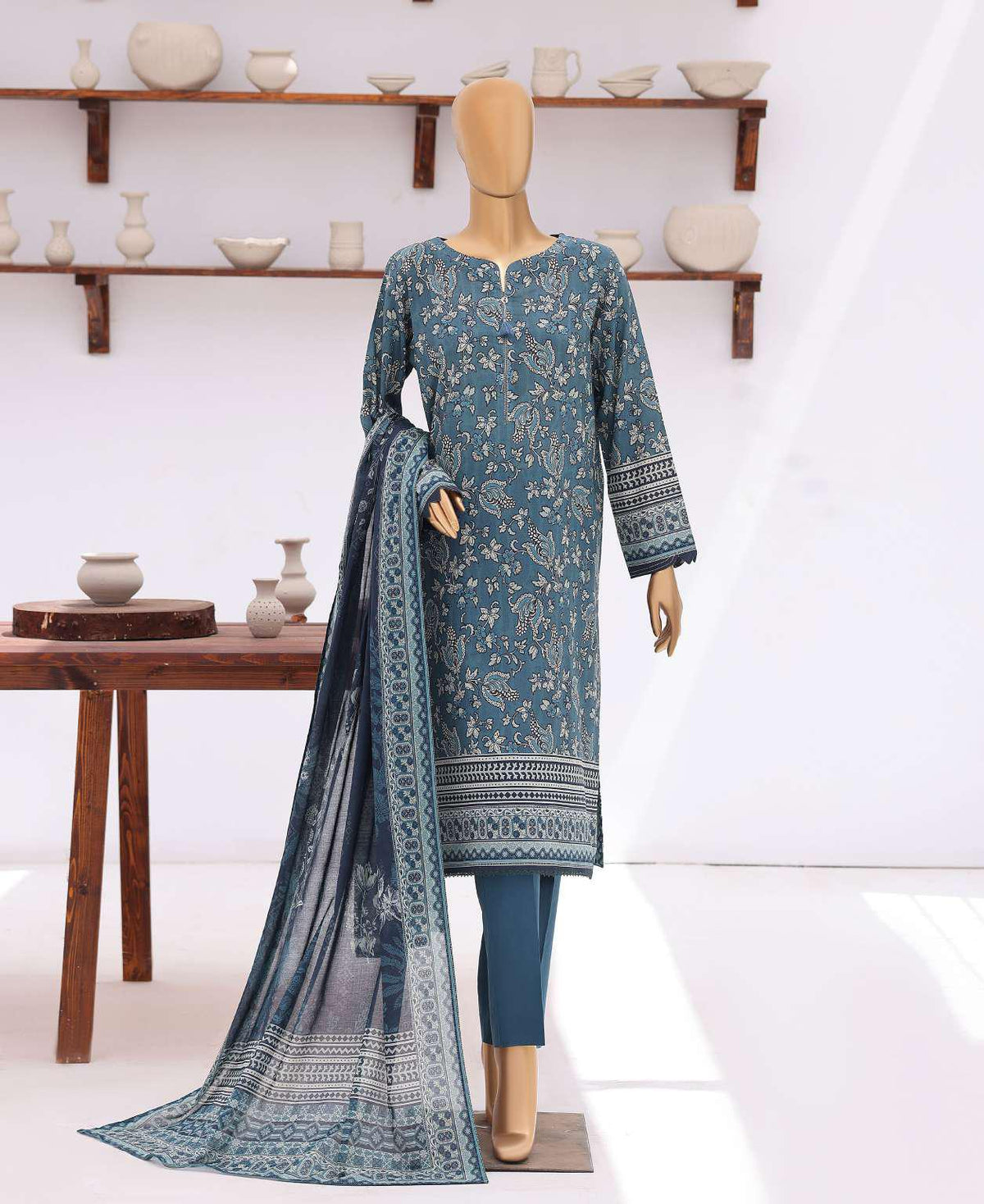 Platinum Jaipuri Prints by HZ Textiles | Digital Printed Lawn 3 Piece Unstitched Suit D-10