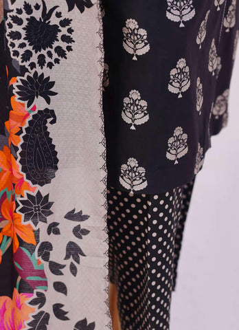 HZ Linen Wintery Printed Unstitched 3 Piece Suit D-7