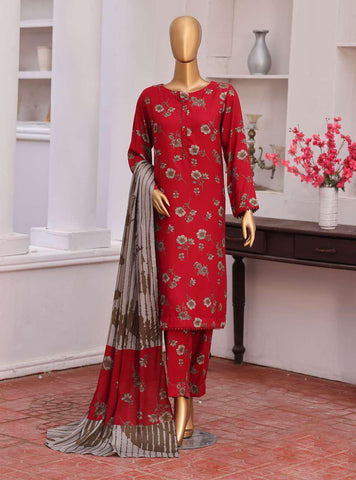 HZ Viscose Twill Printed Unstitched 3 Piece Suit D-8