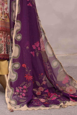 Sadabahar Printed Chamti Cotton | 3 Piece Stitched Kaftan Suit D-2