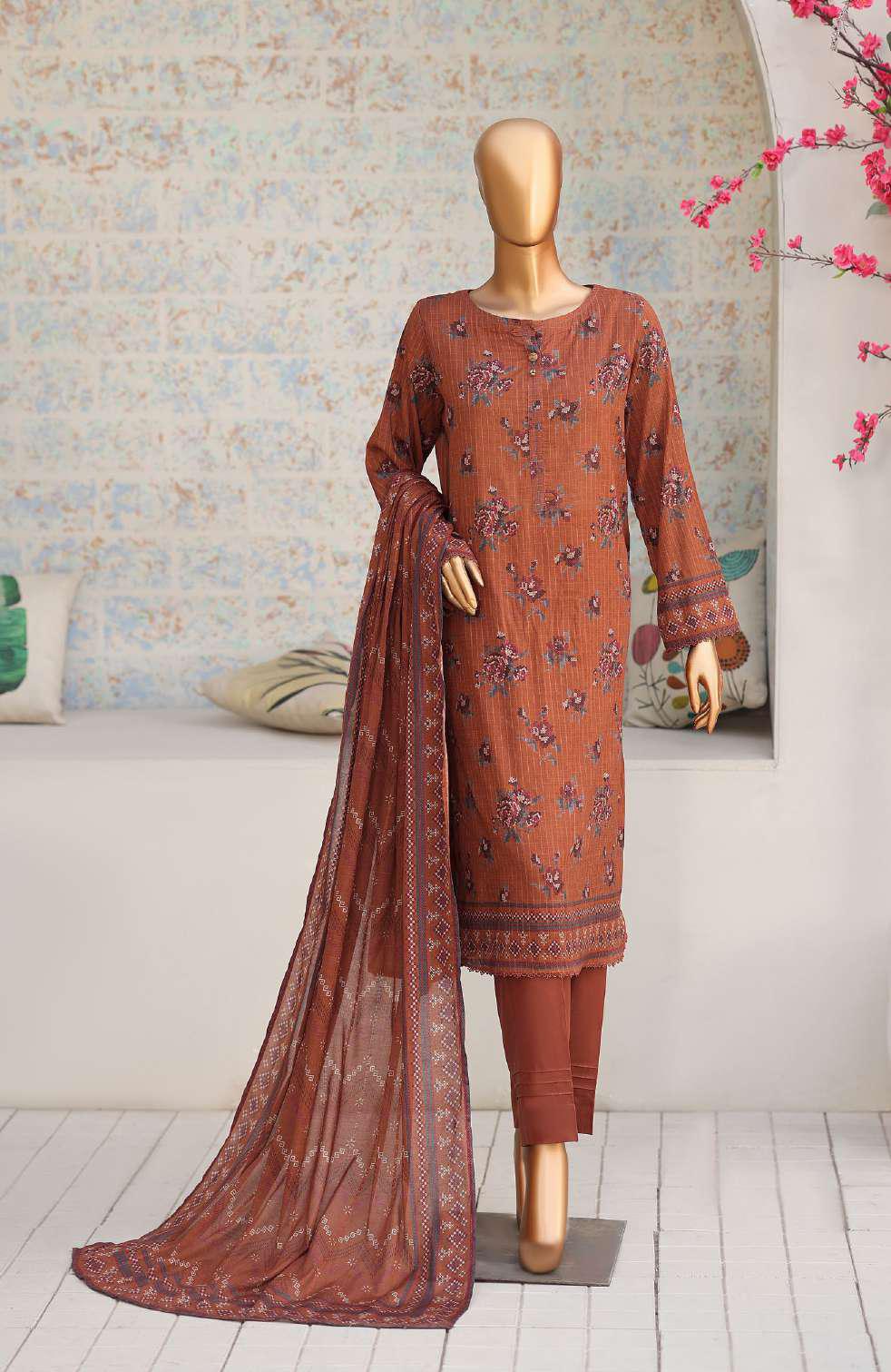 Nayab by HZ Textiles | Printed Lawn 3 Piece Unstitched Suit D-7