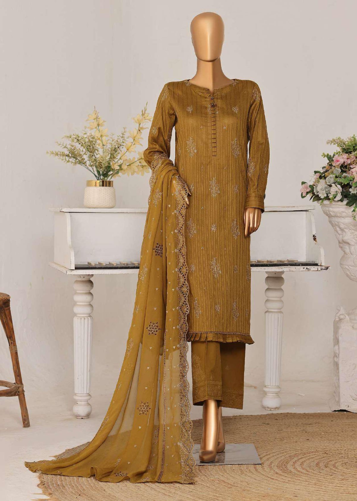 Mayaar by HZ Textiles | Embroidered 3 Piece Unstitched Suit D-9