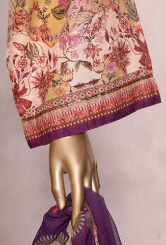 Sadabahar Printed Chamti Cotton | 3 Piece Stitched Kaftan Suit D-2