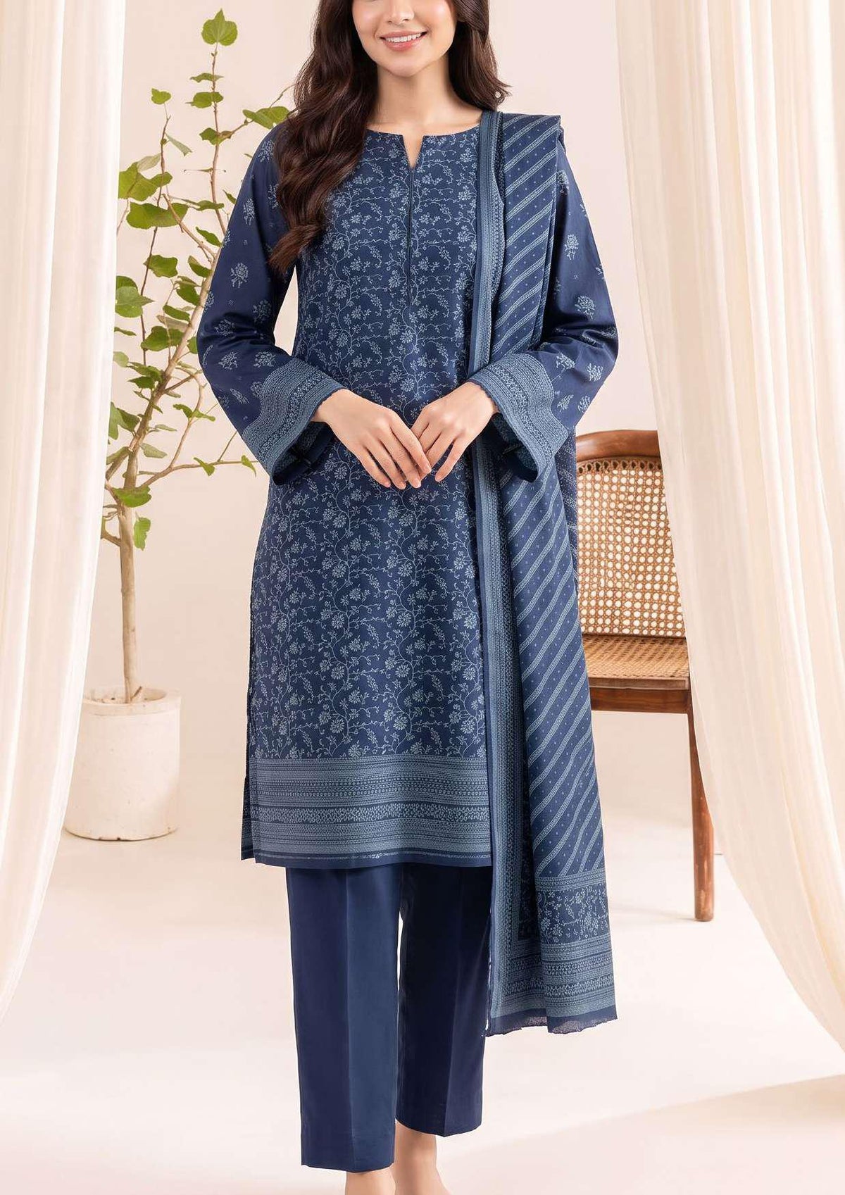 VS Textiles Pashmina Dhanak Printed Unstitched 3 Piece Suit D-2