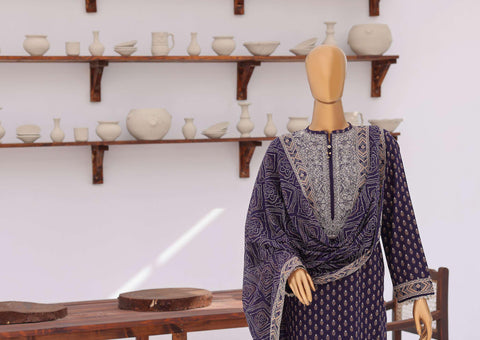 Premium Daily Wear by HZ Textiles | Embroidered Lawn 3 Piece Unstitched Suit D-3