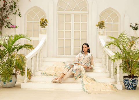 Elisol by Tawakkal Fabrics | Fancy Embroidered Slub Lawn 3 Piece Semi-Stitched Suit D-5