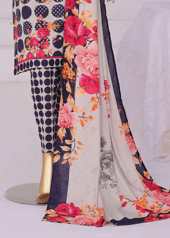 HZ Linen Wintery Printed Unstitched 3 Piece Suit D-8