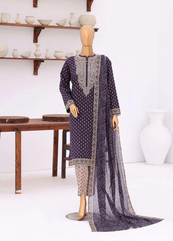 Premium Daily Wear by HZ Textiles | Embroidered Lawn 3 Piece Unstitched Suit D-3