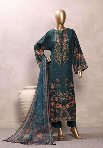 Sadabahar Printed Chamti Cotton | 3 Piece Stitched Kaftan Suit D-3