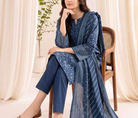 VS Textiles Pashmina Dhanak Printed Unstitched 3 Piece Suit D-2