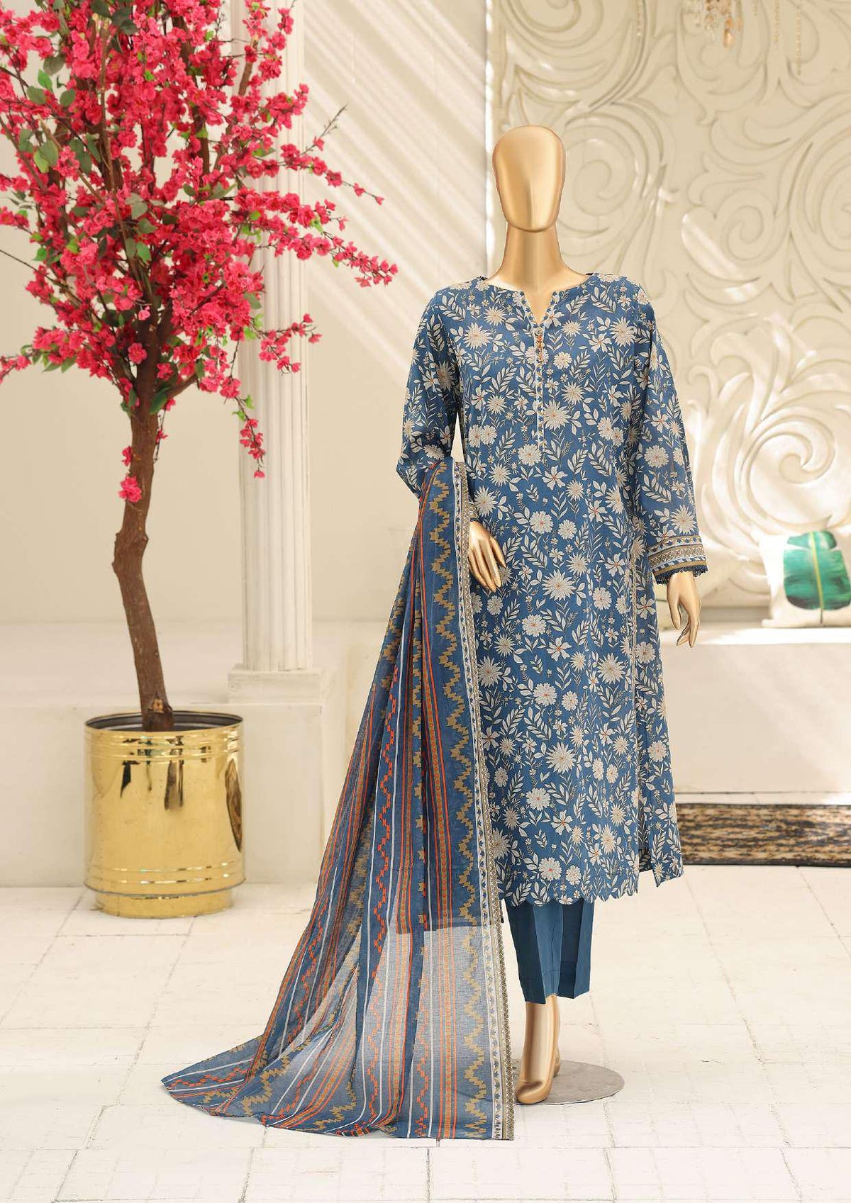 Summer Shades by HZ Textiles | Printed 3 Piece Unstitched Lawn Suit D-8