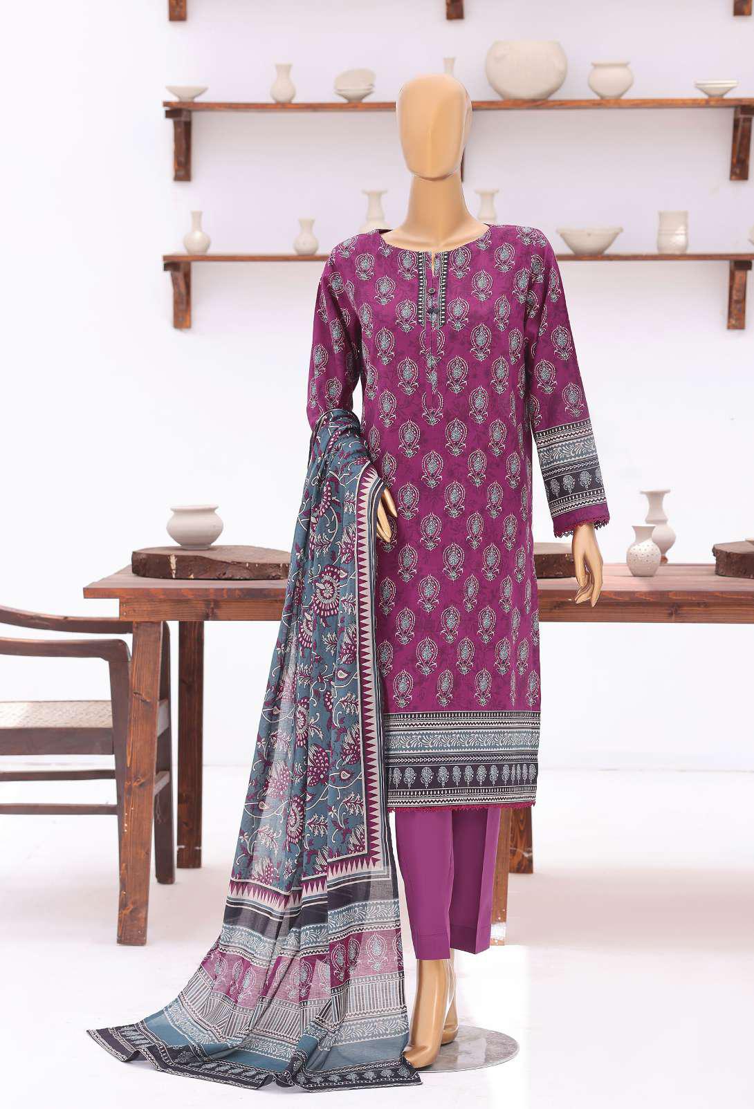 Platinum Jaipuri Prints by HZ Textiles | Digital Printed Lawn 3 Piece Unstitched Suit D-8