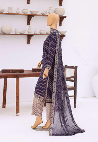 Premium Daily Wear by HZ Textiles | Embroidered Lawn 3 Piece Unstitched Suit D-3