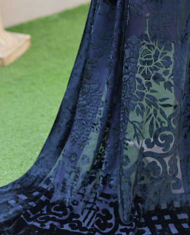 HZ Velvet Royal Needlework Luxe 3-Piece Unstitched Suit D-5