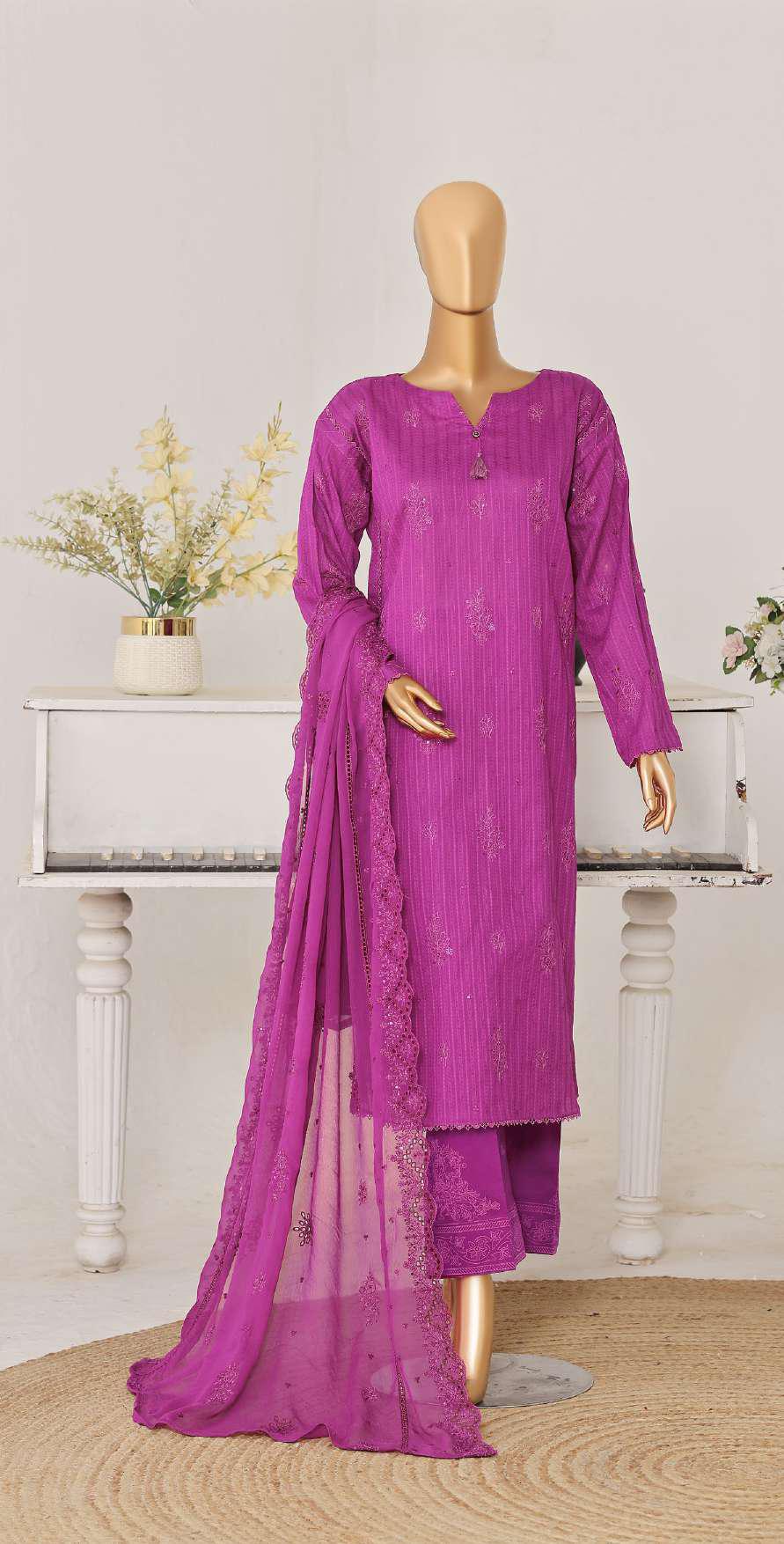 Mayaar by HZ Textiles | Embroidered 3 Piece Unstitched Suit D-8