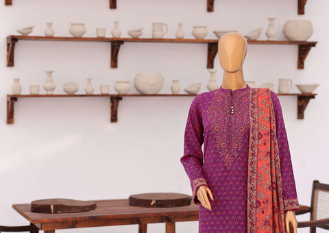 Premium Daily Wear by HZ Textiles | Embroidered Lawn 3 Piece Unstitched Suit D-7