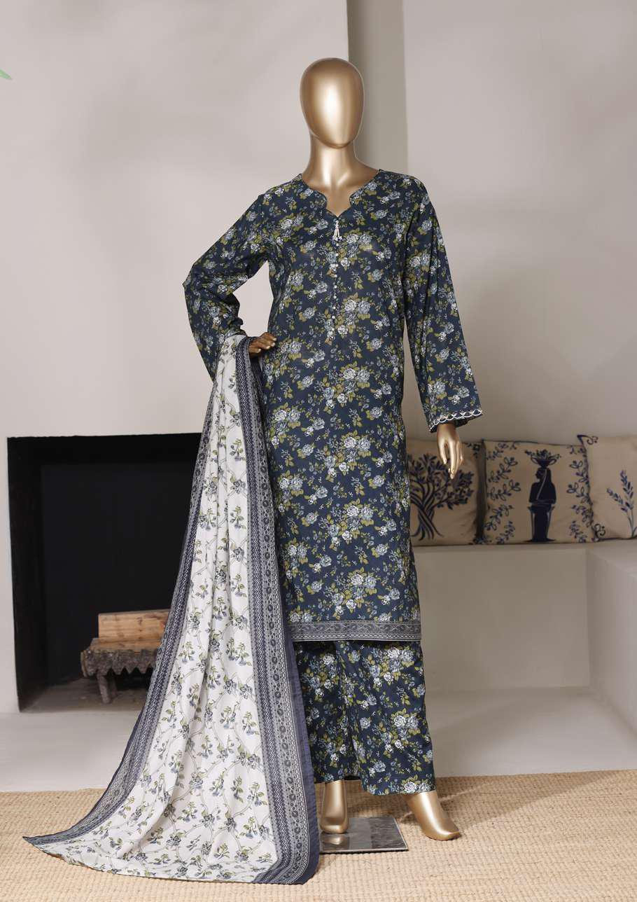 Bin Saeed Printed Stitch Lawn 2026 | 3 Piece Stitched Suit D-6