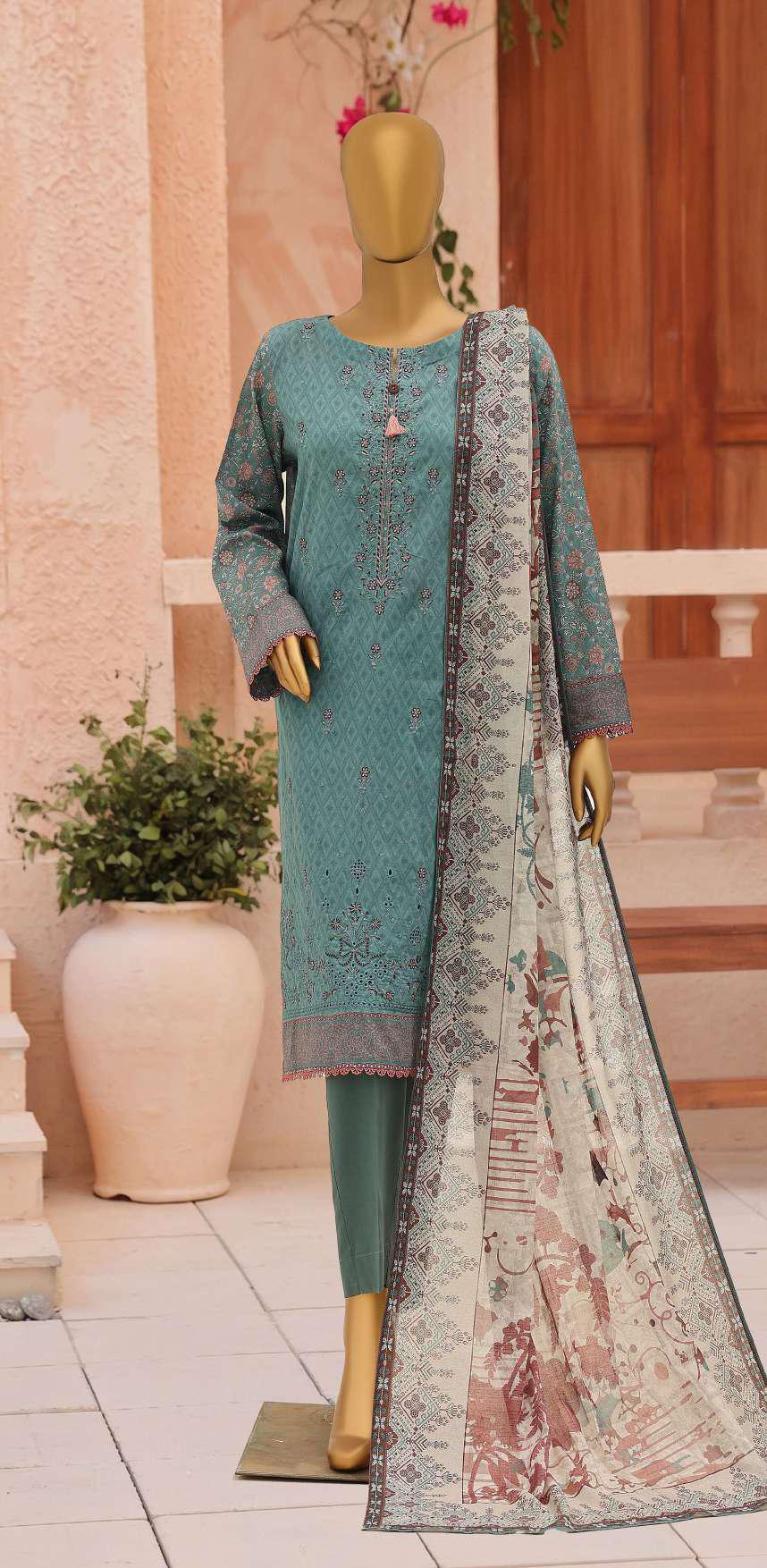 ASASA by HZ Textiles | Digital Printed Embroidered 3 Piece Unstitched Lawn Suit D-9