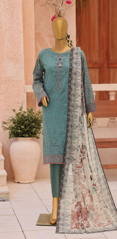 ASASA by HZ Textiles | Digital Printed Embroidered 3 Piece Unstitched Lawn Suit D-9