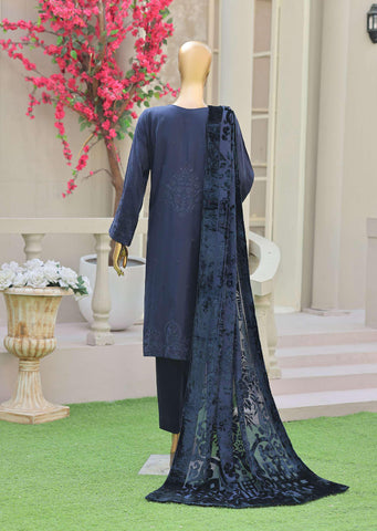 HZ Velvet Royal Needlework Luxe 3-Piece Unstitched Suit D-5