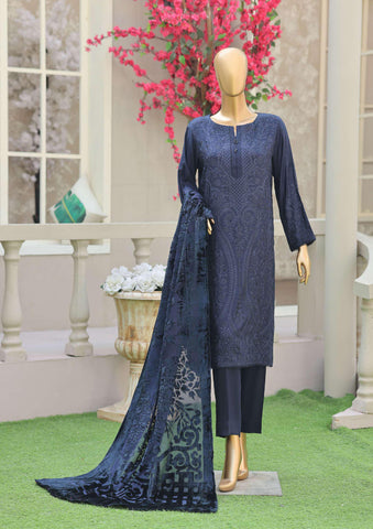 HZ Velvet Royal Needlework Luxe 3-Piece Unstitched Suit D-5