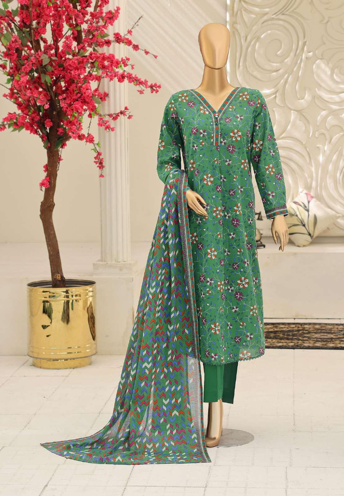 Summer Shades by HZ Textiles | Printed 3 Piece Unstitched Lawn Suit D-9