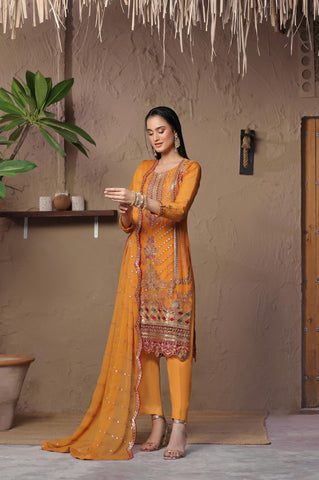 PARISHAY 3 PIECE  LUXURY EMB CHIFFON BY SOGHAT D-07