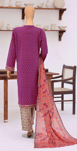 Premium Daily Wear by HZ Textiles | Embroidered Lawn 3 Piece Unstitched Suit D-7