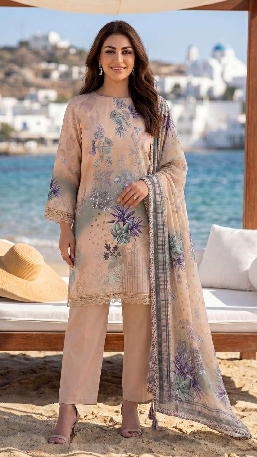 Colors by AlZohaib vol-2 | Digital Printed Lawn 3 Piece Unstitched Suit D-6